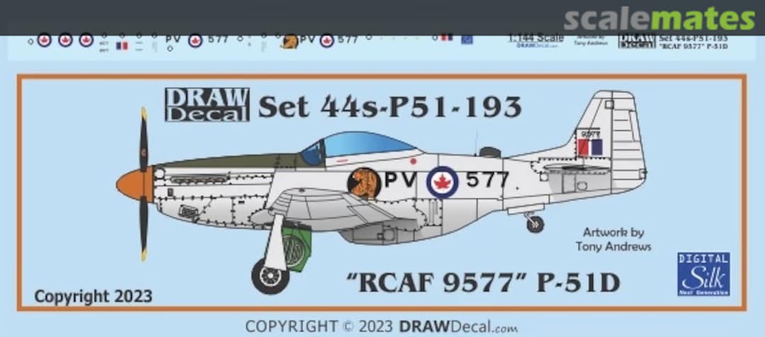 Boxart “RCAF 9577” P-51D 44-P51-193 Draw Decal Boxart “RCAF 9577” P-51D 44-P51-193 Draw Decal