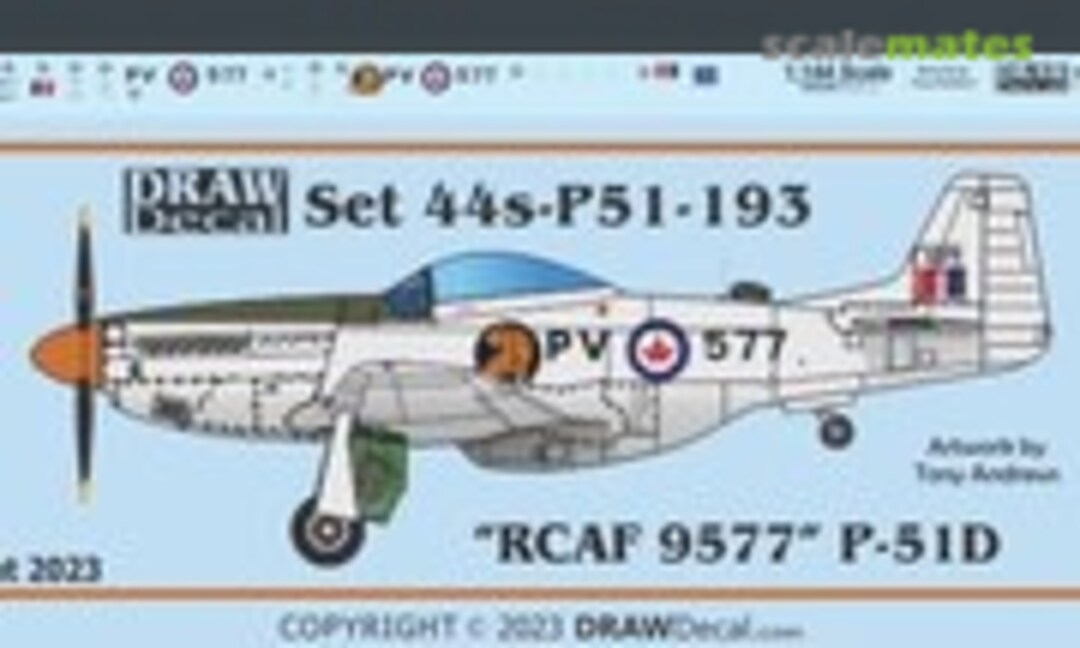 1:144 “RCAF 9577” P-51D (Draw Decal 44-P51-193) 44-P51-193