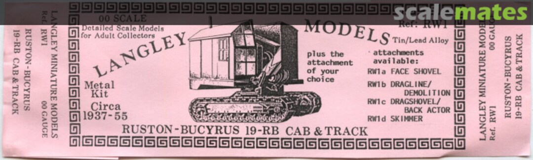 Boxart Ruston-Bucyrus 19-RB Cab & Track RW1 Langley Models