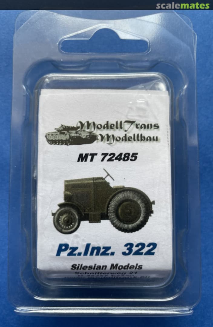 Boxart Pz.Inz.322 tractor MT72485 Modell Trans Modellbau Boxart Pz.Inz.322 tractor MT72485 Modell Trans Modellbau