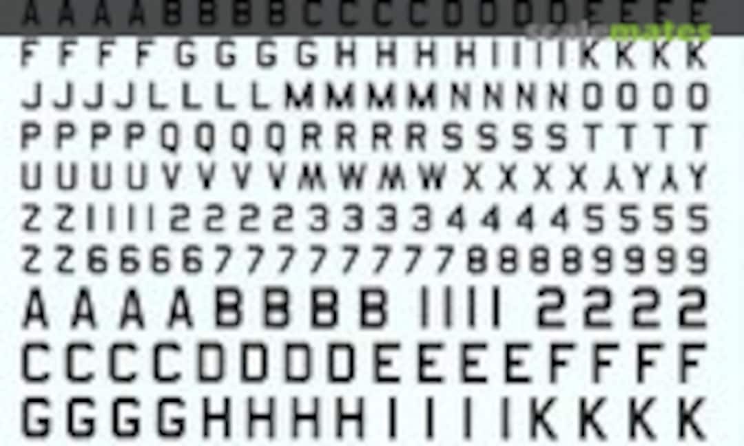 No Black 45" codes (2-10mm) (Berna Decals BD 03) BD 03