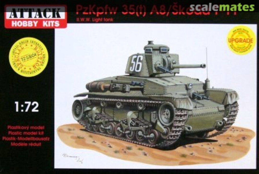 Boxart Pz.Kpfw. 35(t) A8 gun/Škoda T-11 72SE04 Attack Hobby Kits Boxart Pz.Kpfw. 35(t) A8 gun/Škoda T-11 72SE04 Attack Hobby Kits