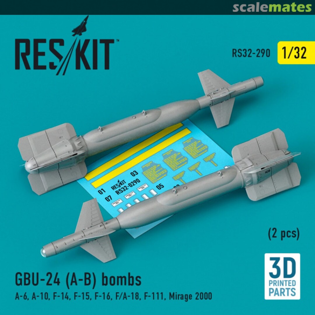 Boxart GBU-24 A-B Bomb 2 pcs A-6, A-10, F-14, F-15, F-16, F/A-18, F-111, Mirage 2000 RS32-0290 ResKit