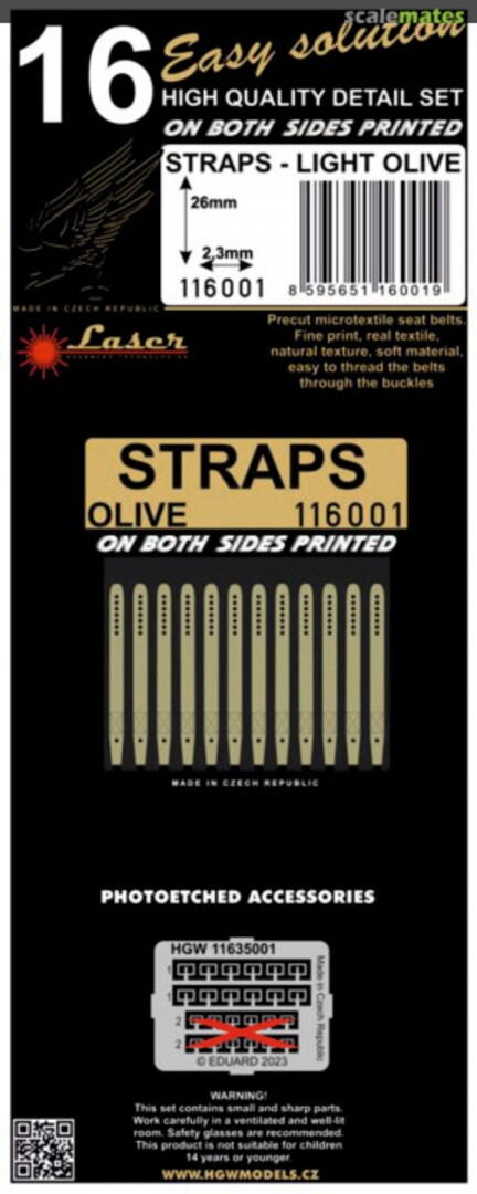 Boxart Straps - Light Olive 116001 HGW Models