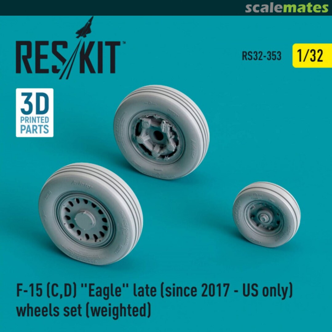 Boxart F-15 (C,D) Eagle late (since 2017 - US only) wheels set (weighted) RS32-0353 ResKit Boxart F-15 (C,D) Eagle late (since 2017 - US only) wheels set (weighted) RS32-0353 ResKit