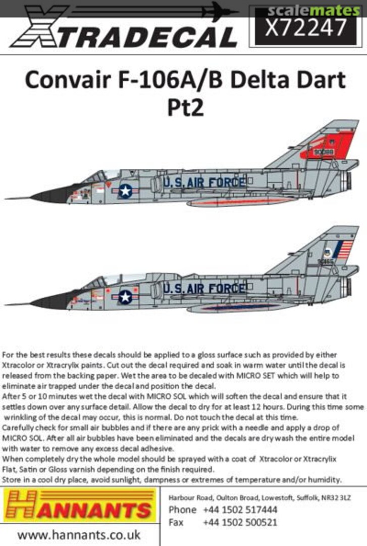 Boxart Convair F-106A/B Delta Dart Pt 2 X72247 Xtradecal Boxart Convair F-106A/B Delta Dart Pt 2 X72247 Xtradecal