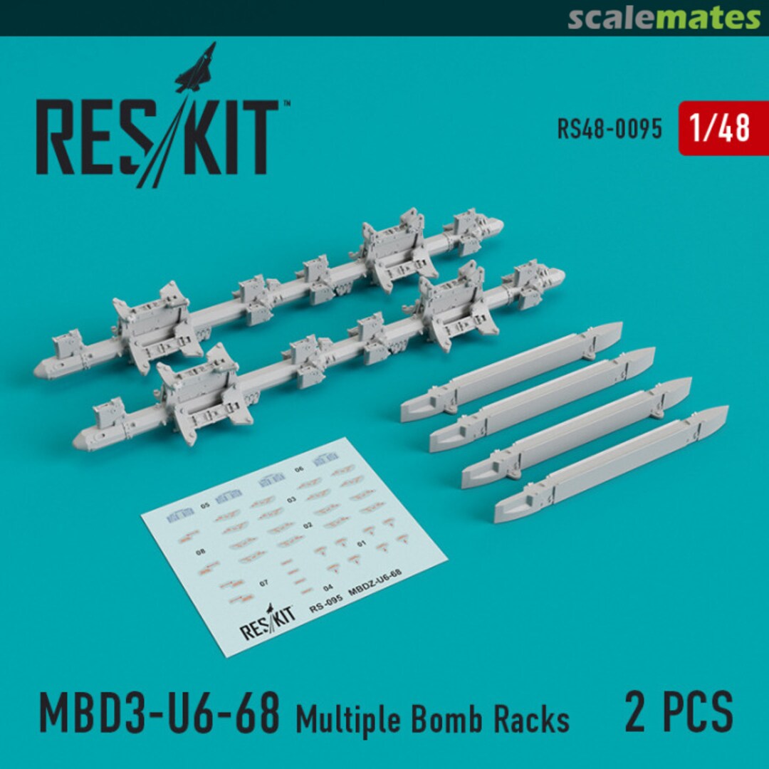 Boxart MBD3-U6-68 Multiple Bomb Racks (2 pcs) RS48-0095 ResKit Boxart MBD3-U6-68 Multiple Bomb Racks (2 pcs) RS48-0095 ResKit