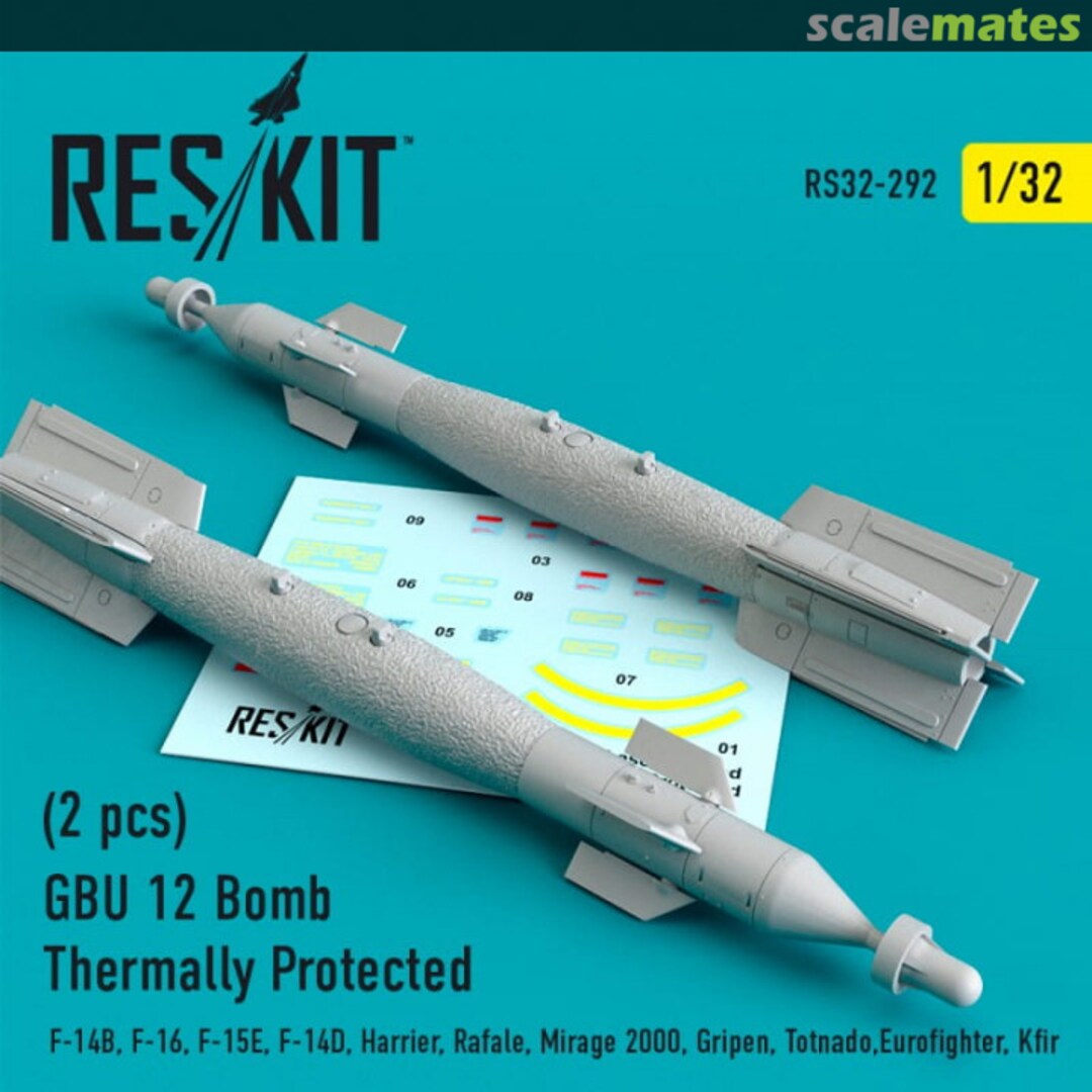 Boxart GBU-12 Bomb Thermally Protected (2 pcs) RS32-0292 ResKit Boxart GBU-12 Bomb Thermally Protected (2 pcs) RS32-0292 ResKit
