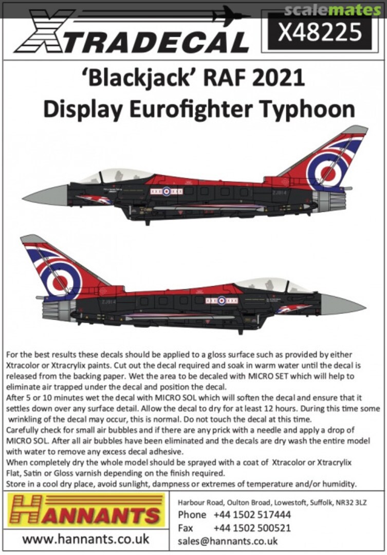 Boxart 'Blackjack' RAF 2021 Display Eurofighter Typhoon X48225 Xtradecal Boxart 'Blackjack' RAF 2021 Display Eurofighter Typhoon X48225 Xtradecal