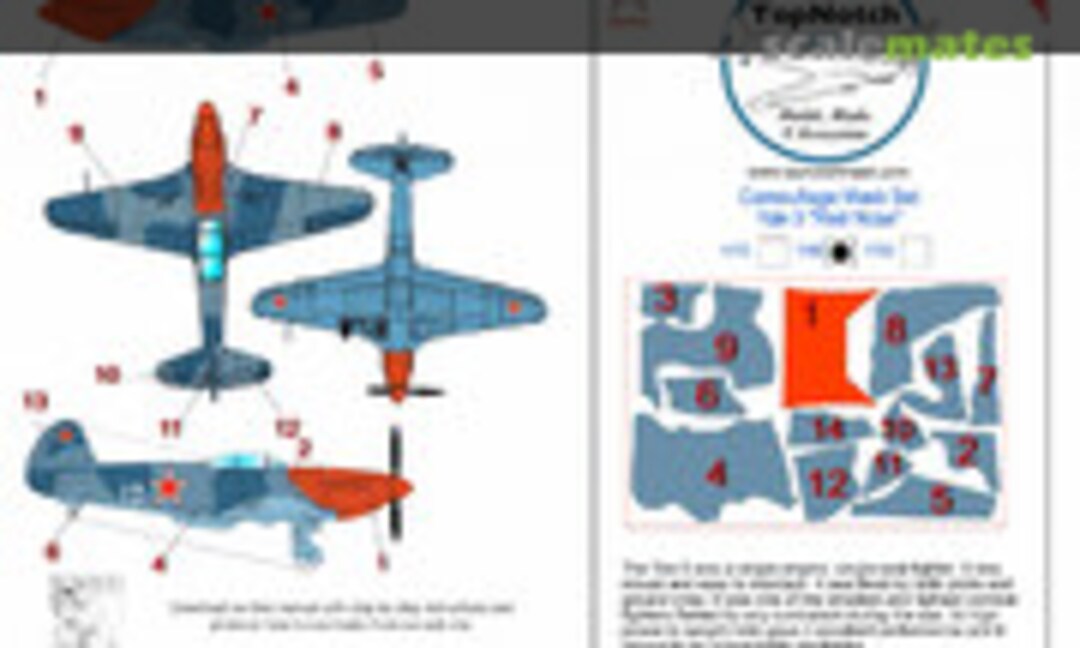 1:32 Camouflage Mask Set Yak-3 "Red Nose" (TopNotch TNM32-M047) TNM32-M047