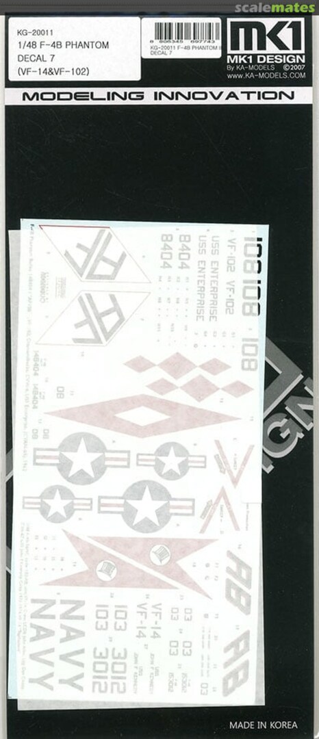 Boxart F-4B Phantom Decal Set 7: VF-14/VF-102 KG-20011 MK1 Design Boxart F-4B Phantom Decal Set 7: VF-14/VF-102 KG-20011 MK1 Design