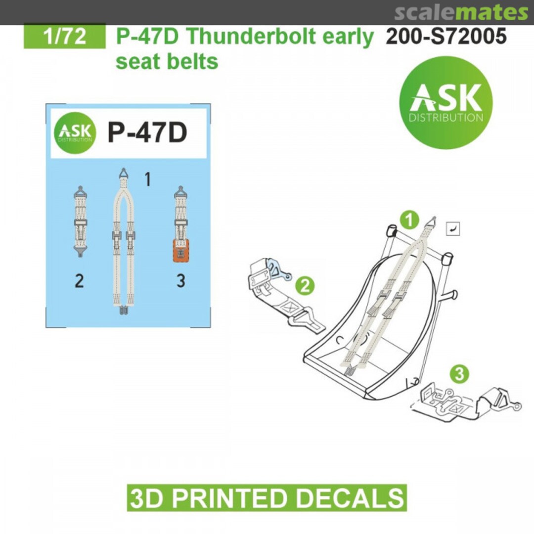 Boxart P-47D seat belts - 3D printed decals 200-S72005 ASK Boxart P-47D seat belts - 3D printed decals 200-S72005 ASK