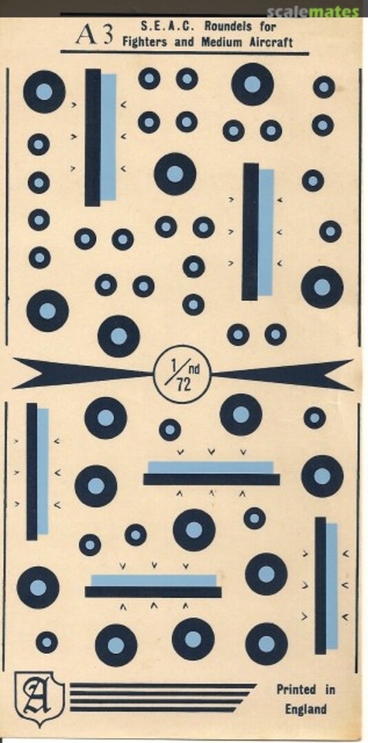 Boxart SEAC Roundels for fighter and medium aircraft A3 Almark Decals Boxart SEAC Roundels for fighter and medium aircraft A3 Almark Decals