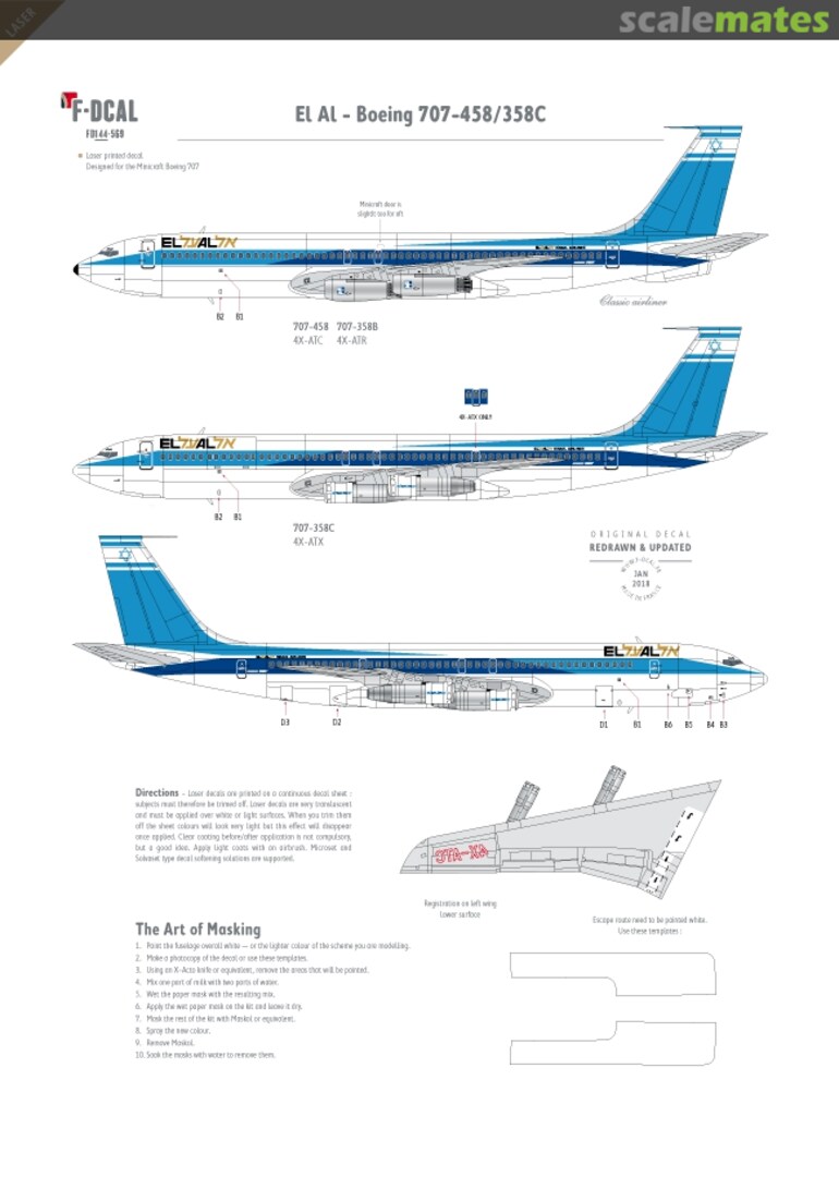 Boxart Boeing 707-358B, 707-358C, 707-458 FD144-569 F-DCAL Boxart Boeing 707-358B, 707-358C, 707-458 FD144-569 F-DCAL