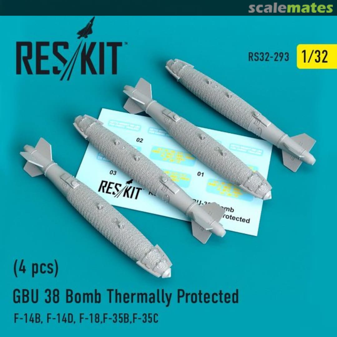 Boxart GBU 38 Bomb Thermally Protected (4 pcs) RS32-0293 ResKit Boxart GBU 38 Bomb Thermally Protected (4 pcs) RS32-0293 ResKit