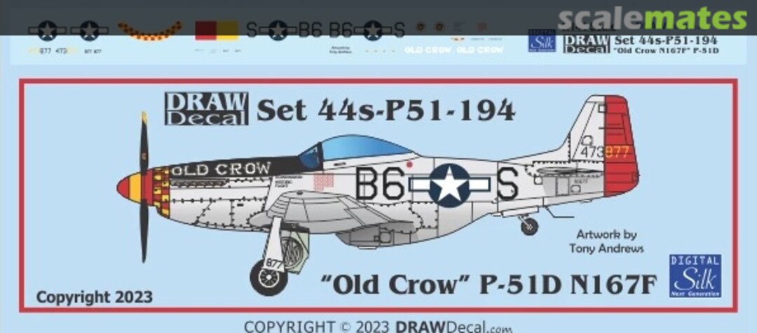 Boxart “Old Crow” P-51D N167F 44-P51-194 Draw Decal