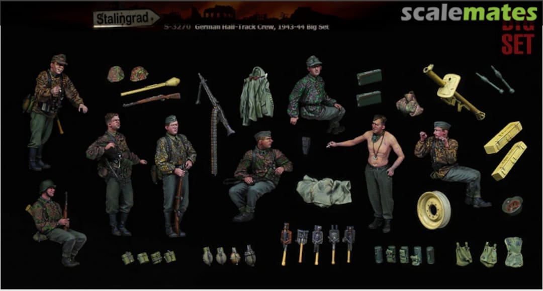 Contents German Half-Track Crew 1943-44 (8-figures with accessories) Big Set S-3270 Stalingrad Contents German Half-Track Crew 1943-44 (8-figures with accessories) Big Set S-3270 Stalingrad