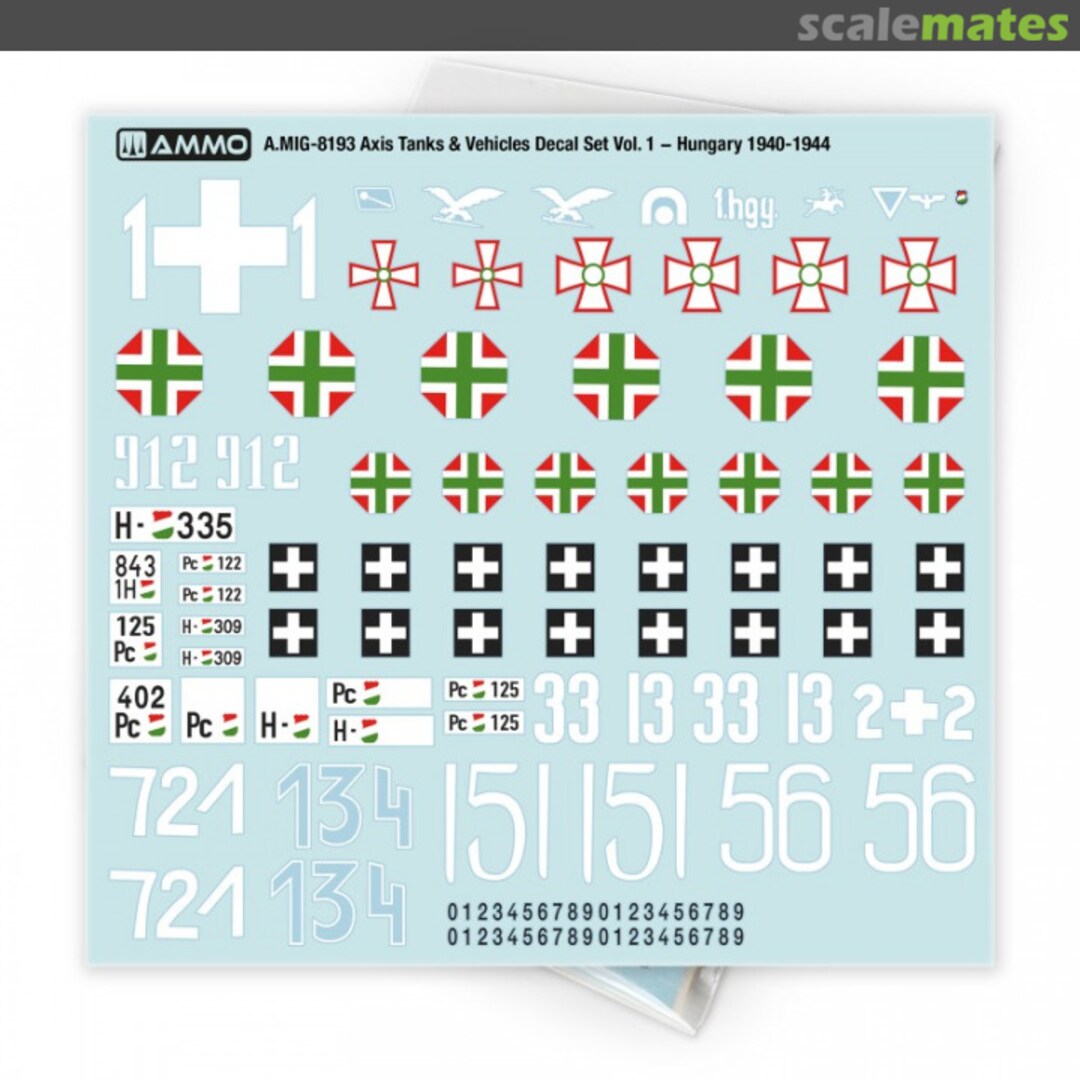 Boxart Axis Tanks & Vehicles Decal Set Vol. 1 − Hungary 1940-1944 A.MIG-8193 Ammo by Mig Jimenez