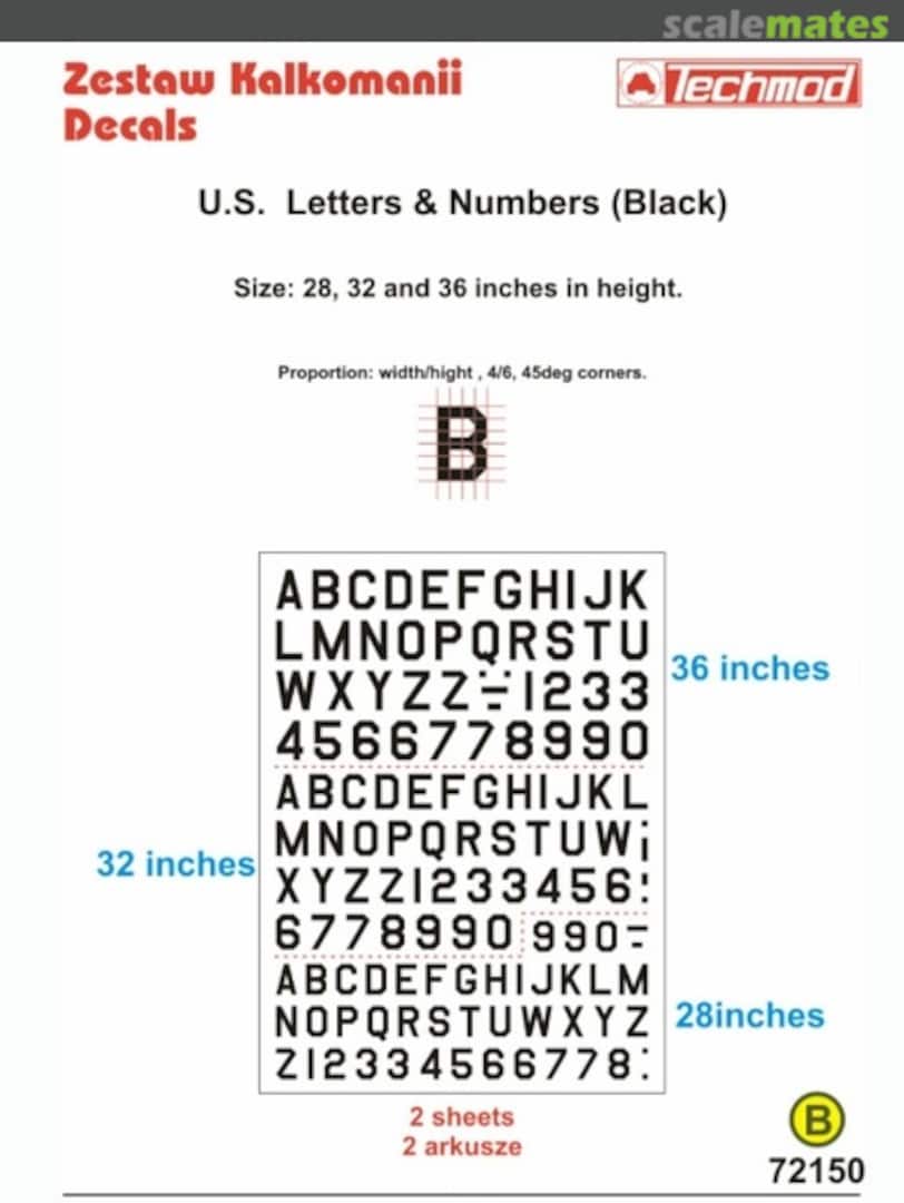 Boxart U.S. Letters and Numbers Black 72150 Techmod Boxart U.S. Letters and Numbers Black 72150 Techmod