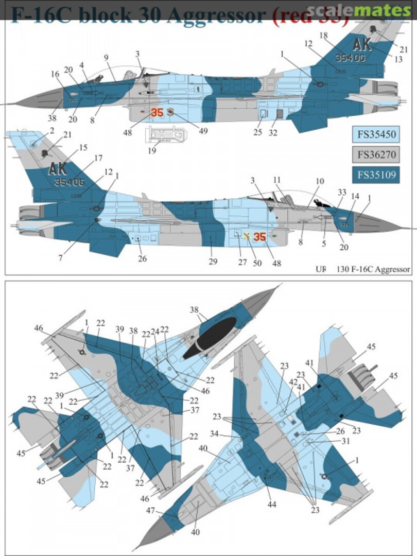 Boxart F-16C Block 30 Fighting Falcon "Aggressor RED 35" with full stencils UR144130 UpRise Decal Boxart F-16C Block 30 Fighting Falcon "Aggressor RED 35" with full stencils UR144130 UpRise Decal