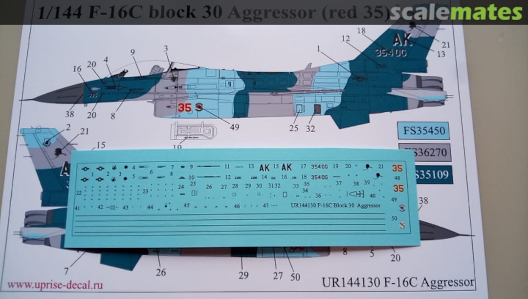 Contents F-16C Block 30 Fighting Falcon "Aggressor RED 35" with full stencils UR144130 UpRise Decal Contents F-16C Block 30 Fighting Falcon "Aggressor RED 35" with full stencils UR144130 UpRise Decal