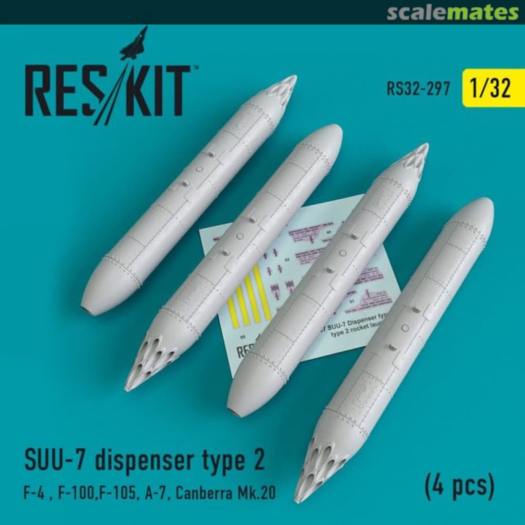 Boxart SUU-7 dispenser type 2 4 pcs F-4, F-100, F-105, A-7, Canberra Mk.20 RS32-0297 ResKit Boxart SUU-7 dispenser type 2 4 pcs F-4, F-100, F-105, A-7, Canberra Mk.20 RS32-0297 ResKit