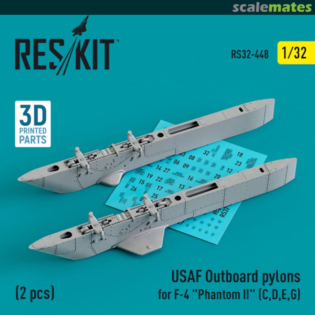 Boxart USAF Outboard pylons for F-4 Phantom II (C,D,E,G) (2 pcs) RS32-0448 ResKit Boxart USAF Outboard pylons for F-4 Phantom II (C,D,E,G) (2 pcs) RS32-0448 ResKit