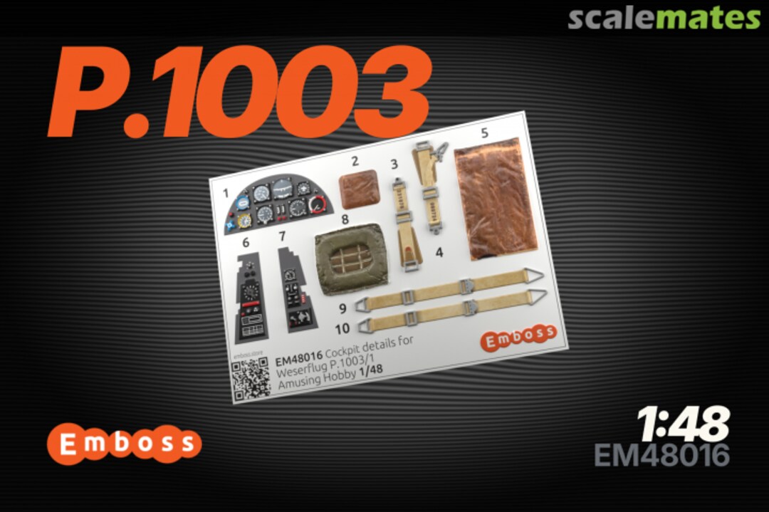 Boxart Weserflug P.1003/1 interior 3D decals EM48016 Embase Boxart Weserflug P.1003/1 interior 3D decals EM48016 Embase