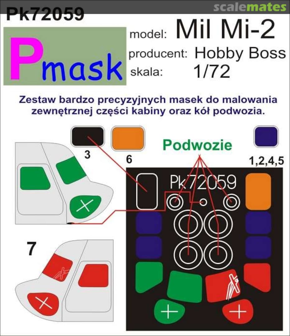 Boxart Mil Mi-2 - canopy and wheel masks PK72059 Pmask