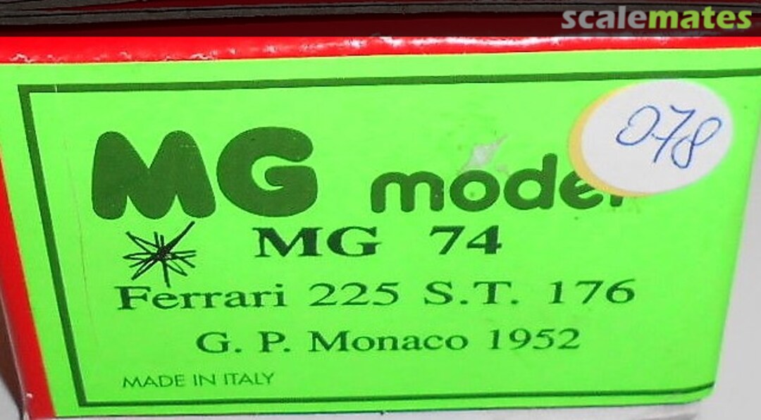 Boxart Ferrari 225S #0176ED MG74 MG Model Plus