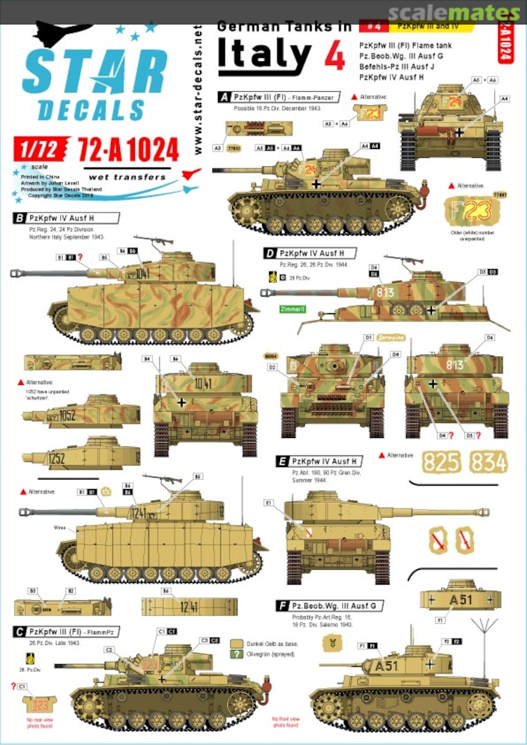 Boxart German tanks in Italy # 4. PzKpfw III and IV 72-A1024 Star Decals Boxart German tanks in Italy # 4. PzKpfw III and IV 72-A1024 Star Decals