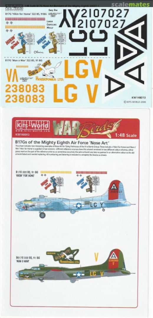 Boxart B17Gs of the Mighty Eighth Air Force 'Nose Art' KW148013 Kits-World Boxart B17Gs of the Mighty Eighth Air Force 'Nose Art' KW148013 Kits-World