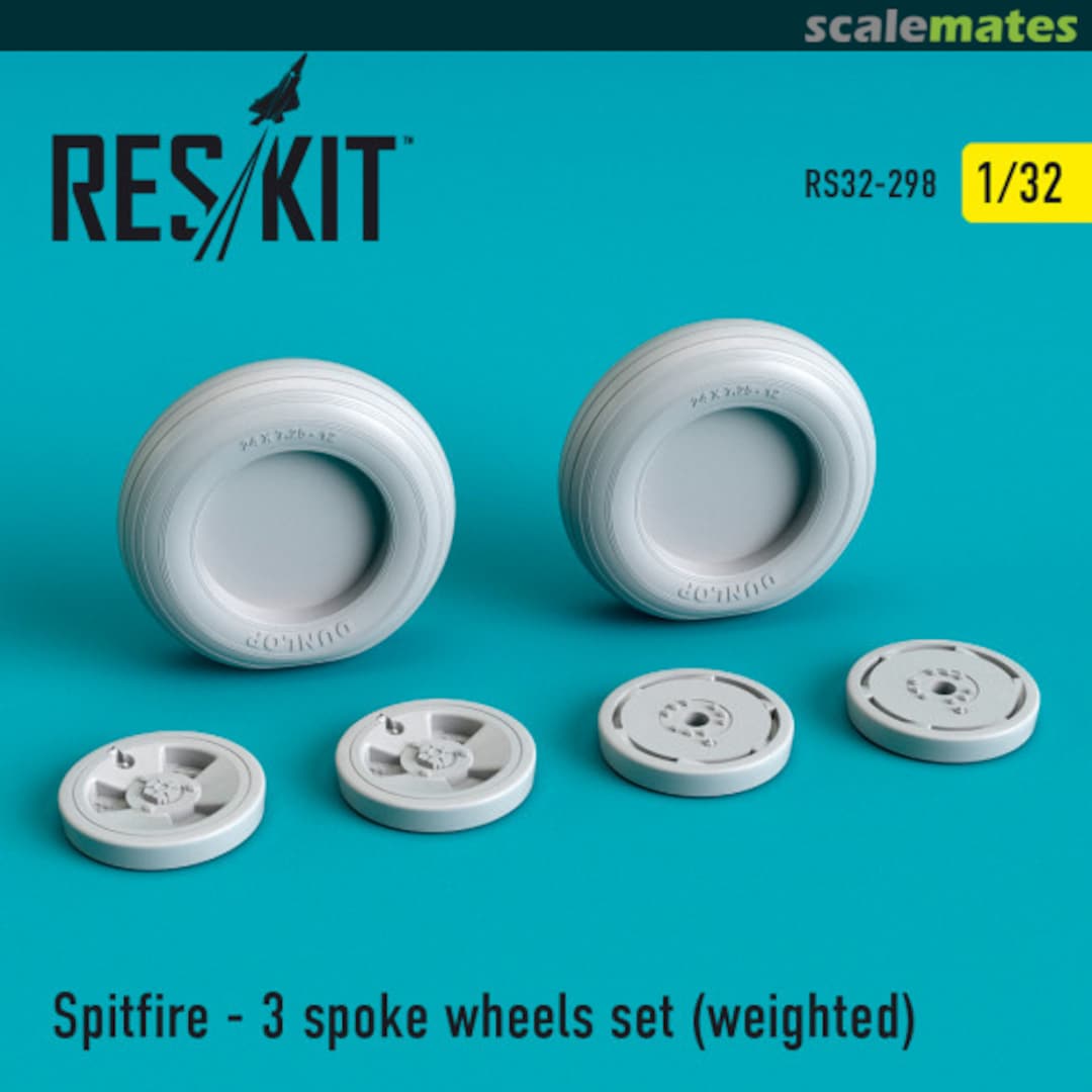 Boxart Spitfire - 3 spoke wheels set weighted RS32-0298 ResKit Boxart Spitfire - 3 spoke wheels set weighted RS32-0298 ResKit