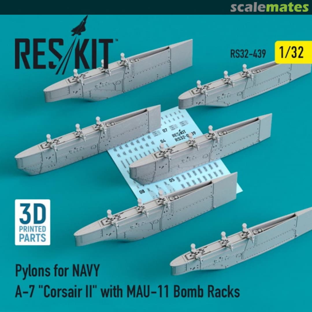 Boxart Pylons for NAVY A-7 Corsair II w/ MAU-11 Bomb Racks RS32-0439 ResKit Boxart Pylons for NAVY A-7 Corsair II w/ MAU-11 Bomb Racks RS32-0439 ResKit
