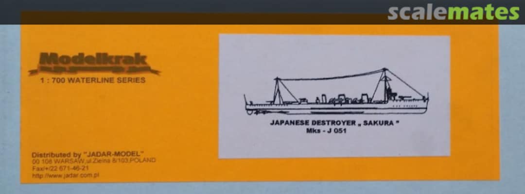 Boxart Japanese Destroyer "Sakura" Mks - J 051 Modelkrak Boxart Japanese Destroyer "Sakura" Mks - J 051 Modelkrak