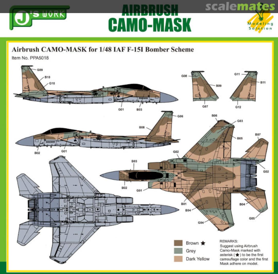 Boxart CAMO-MASK for 1:48 IAF F-15I Ra'am 'Bomber Scheme' PPA5018 J's Work Boxart CAMO-MASK for 1:48 IAF F-15I Ra'am 'Bomber Scheme' PPA5018 J's Work