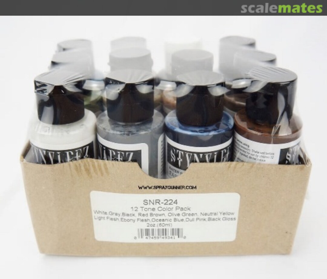 Boxart Badger SNR-224 Stynylrez Water Based Acrylic Polyurethane 12-Tone Primer SET SNR-224 Badger