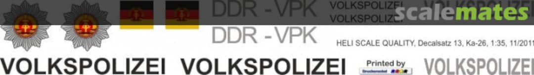 Boxart Ka-26 - Volkspolizei DDR-VPK Decal 13 Heli Scale Quality Boxart Ka-26 - Volkspolizei DDR-VPK Decal 13 Heli Scale Quality