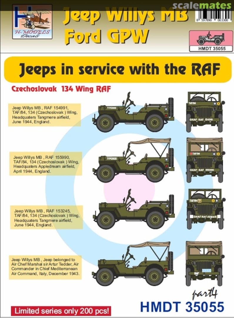 Boxart Jeeps in service with the RAF, Czechoslovak 134 Wing 1944 and Italy HMDT 35055 ASK Boxart Jeeps in service with the RAF, Czechoslovak 134 Wing 1944 and Italy HMDT 35055 ASK