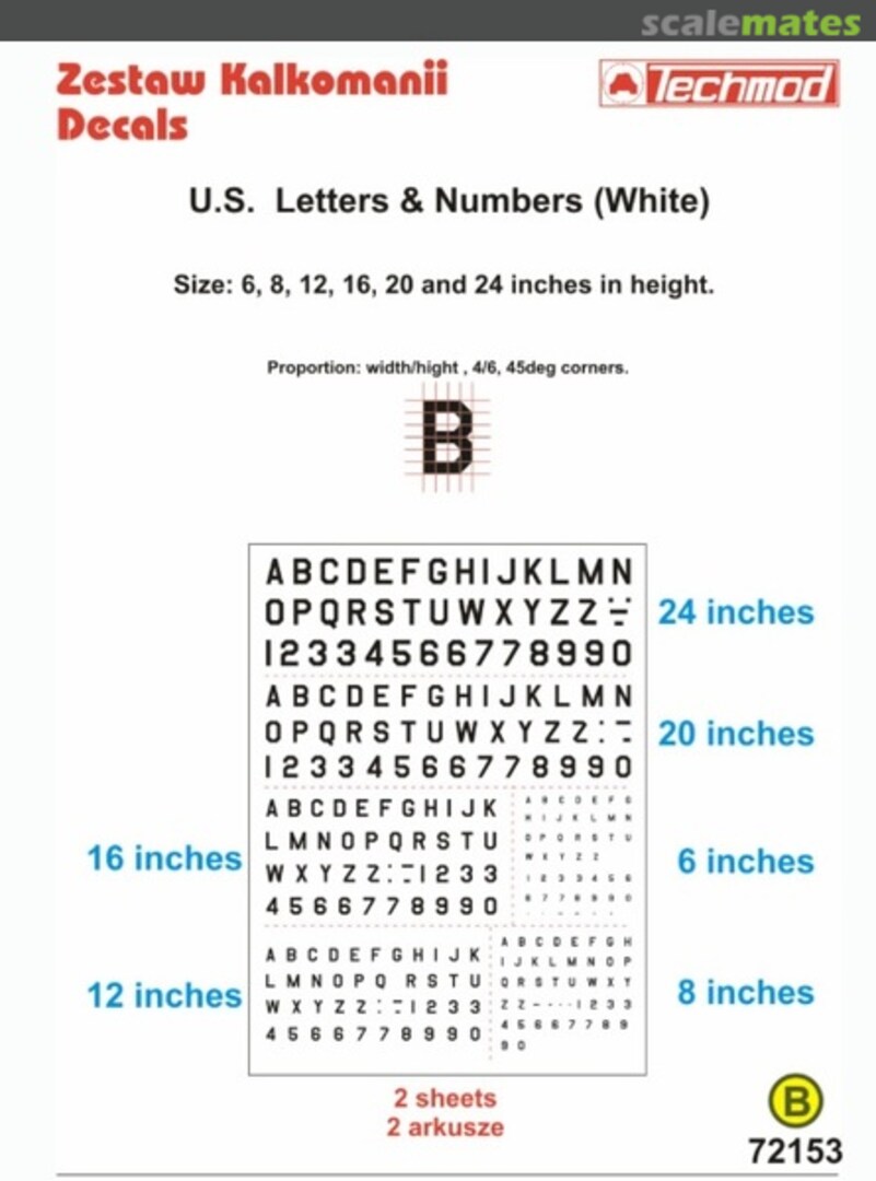Boxart U.S. Letters & Numbers White 72153 Techmod Boxart U.S. Letters & Numbers White 72153 Techmod