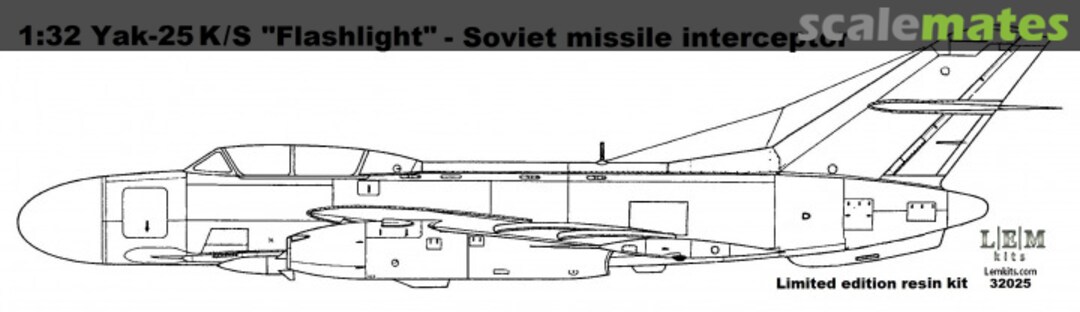 Boxart Yak-25 K/S "Flashlight" -Soviet missile interceptor 32025 LEM Kits Boxart Yak-25 K/S "Flashlight" -Soviet missile interceptor 32025 LEM Kits