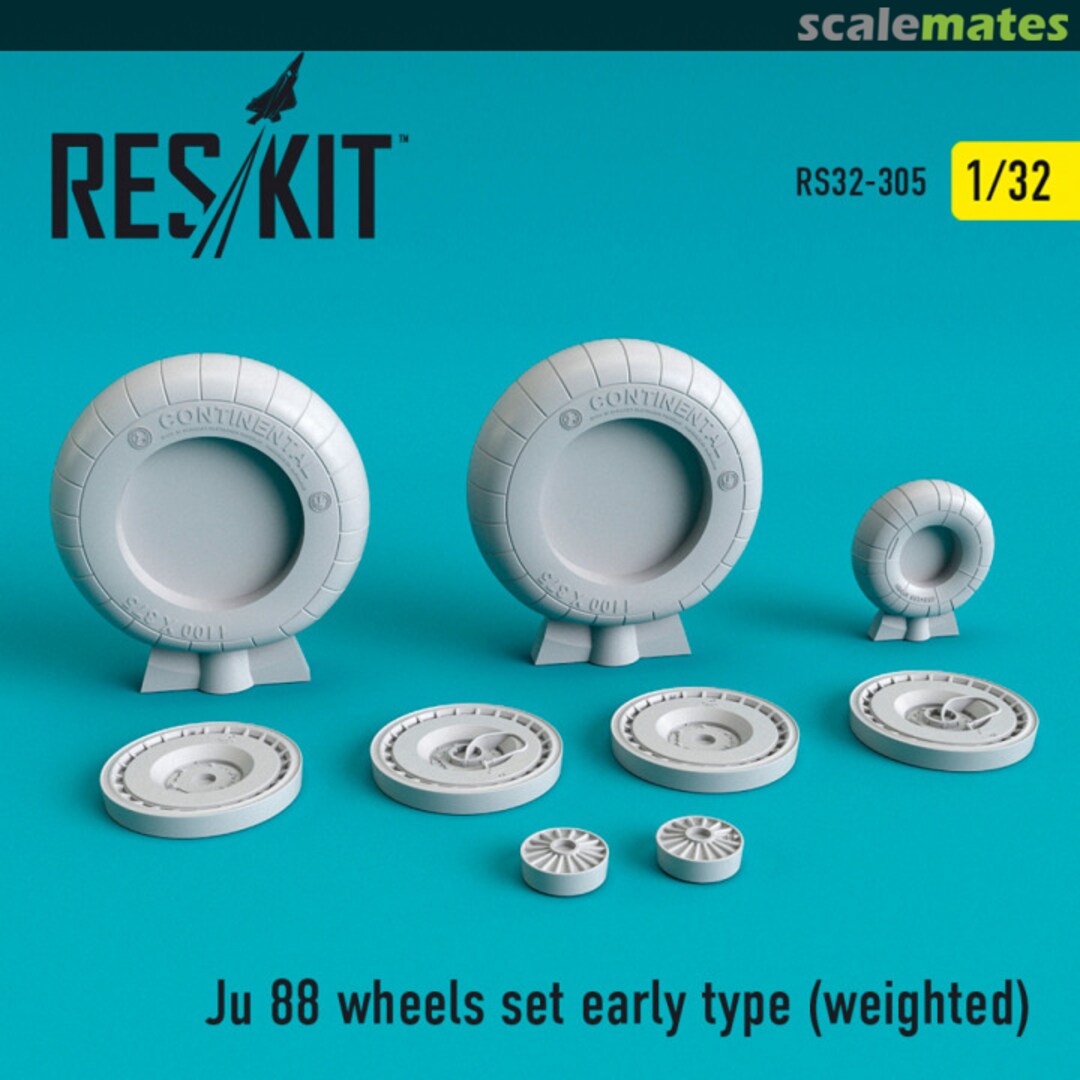 Boxart Ju 88 wheels set early type weighted RS32-0305 ResKit Boxart Ju 88 wheels set early type weighted RS32-0305 ResKit