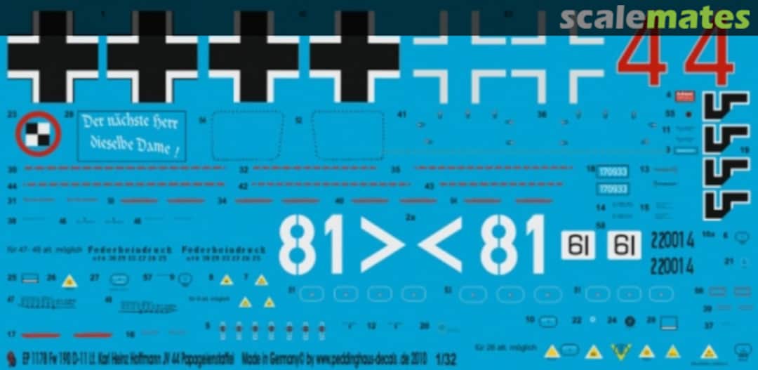 Boxart FW 190-D11 Leut. Karl Heinz Hoffmann JV 44 Papageienstaffel EP 1178 Peddinghaus-Decals Boxart FW 190-D11 Leut. Karl Heinz Hoffmann JV 44 Papageienstaffel EP 1178 Peddinghaus-Decals