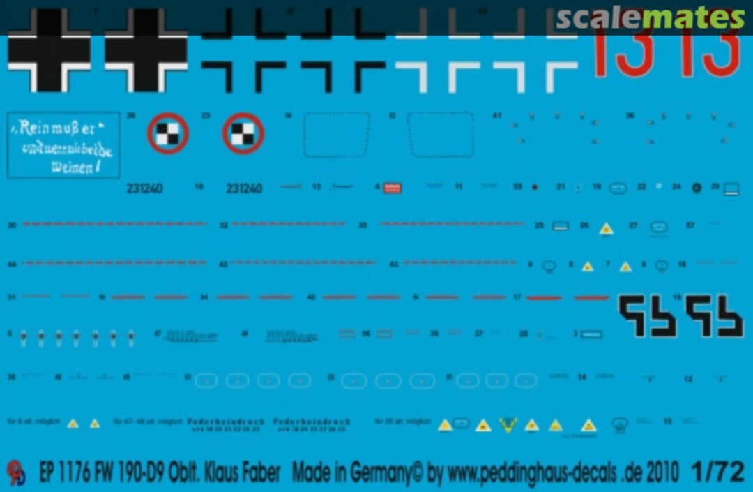 Boxart FW 190 D-9 Oblt. Klaus Faber JV 44 Papageienstaffel EP 1176 Peddinghaus-Decals Boxart FW 190 D-9 Oblt. Klaus Faber JV 44 Papageienstaffel EP 1176 Peddinghaus-Decals