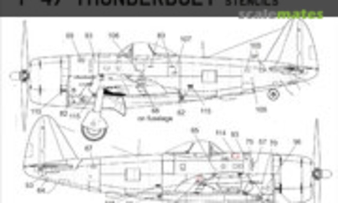 1:32 P-47D Thunderbolt stencils with USAF insignia (UpRise Decal UR32144) UR32144