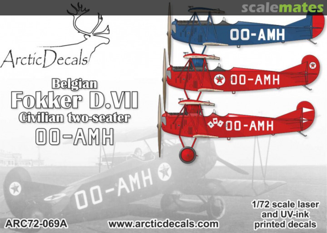 Boxart Fokker D.VII civilian two-seater OO-AMH ARC72-069A Arctic Decals Boxart Fokker D.VII civilian two-seater OO-AMH ARC72-069A Arctic Decals