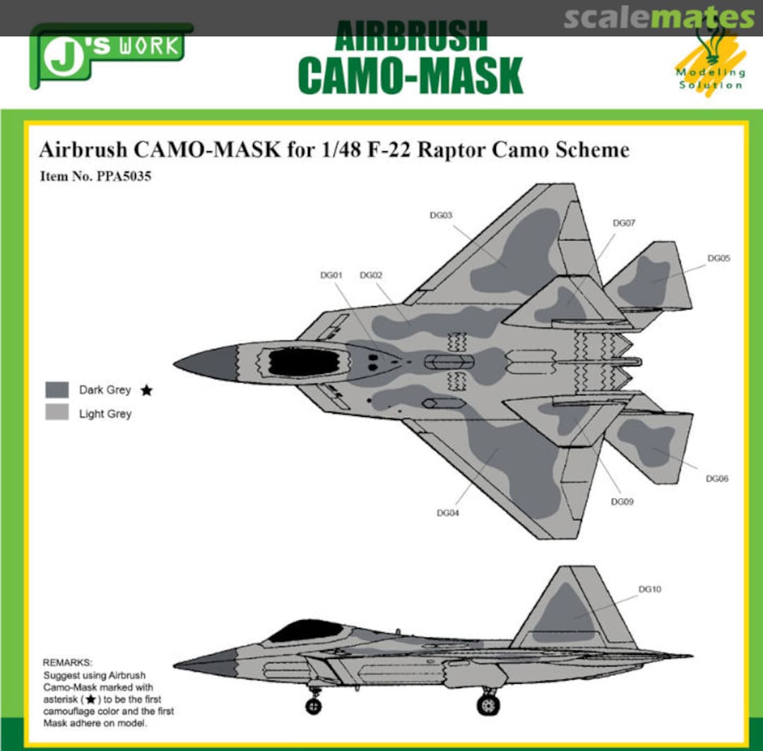 Boxart Airbrush CAMO-MASK for F-22 Raptor PPA5035 J's Work Boxart Airbrush CAMO-MASK for F-22 Raptor PPA5035 J's Work
