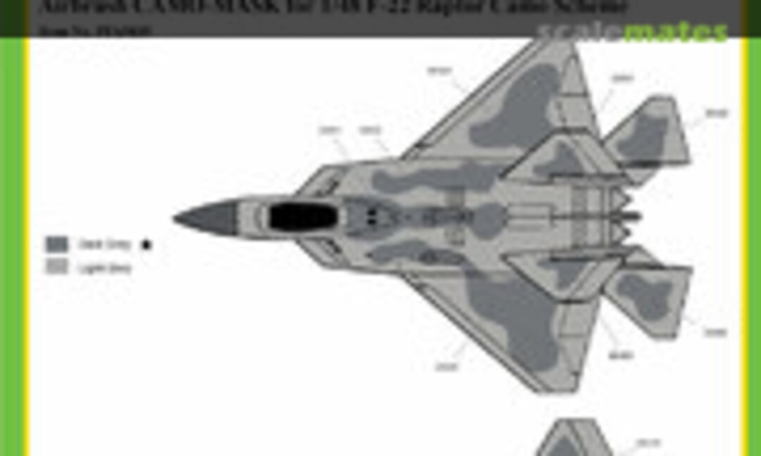 1:48 Airbrush CAMO-MASK for F-22 Raptor (J's Work PPA5035) PPA5035