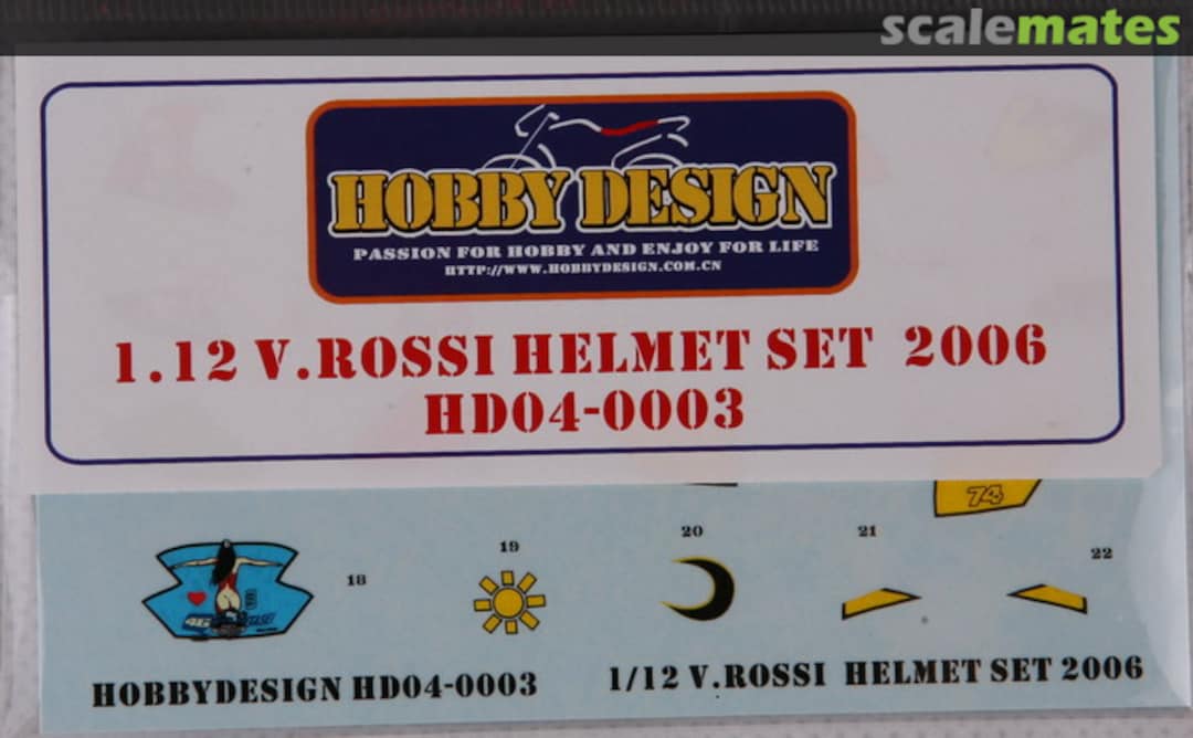 Boxart V. Rossi Helmet Decal Set 2006 HD04-0003 Hobby Design