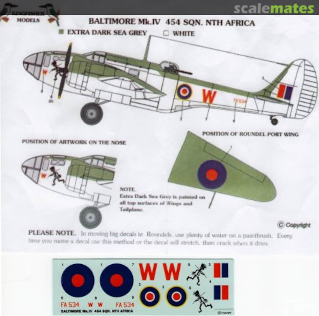 Boxart Baltimore Mk.IV 454 Sqn. North Africa 72011 Kingfisher Models